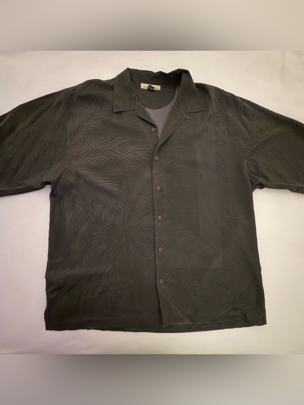 Tommy Bahama Black Palm Pattern Silk Button Down